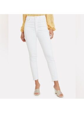 Agolde Nico High Waisted White Raw Hem Frayed Ankle Jeans Straight Leg Size 26